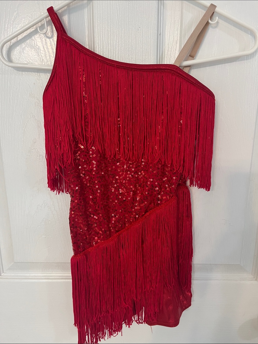 Weissman Red Sequin Fringe Dance Costume